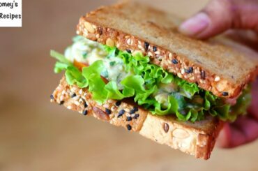 Oil Free & High Protein Veg Sandwich Recipe - Healthy Sandwich For Weight Loss - Chana/Chickpea
