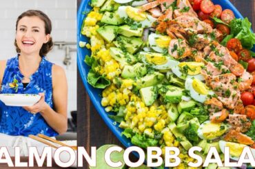 Healthy Cobb Seafood Salmon Salad with Easy Salad Dressing