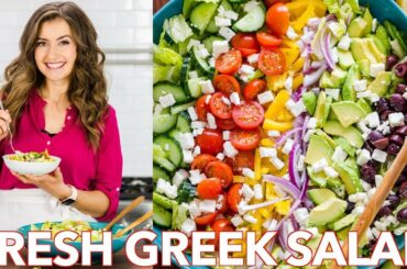 Fresh  & Healthy Greek Salad Recipe + Dressing -  Natasha's Kitchen