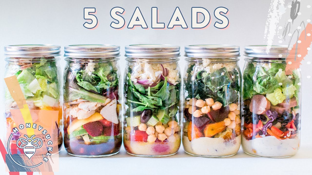 5 MASON JAR Salads ⚡ Meal Prep for #BuzyBeez 5 MASON JAR Salads ⚡ Meal Prep for #BuzyBeez