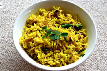 Moringa Rice Recipe - Healthy Lunch Ideas - Drumstick Leaves Rice - Low Calorie Lunch Box Meal Ideas
