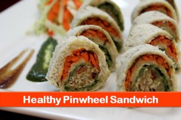 Healthy pinwheel sandwich recipe/Indian breakfast recipes/veg bread kids snacks idea-let's be foodie