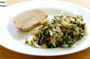Healthy Scrambled Eggs Recipe For Breakfast With Spinach - Diet Plan To Lose Weight - Skinny Recipes
