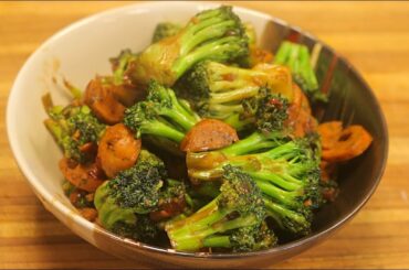 Broccoli Stir Fry w/natural chicken Sausage - healthy dinner recipes - fast chinese recipes
