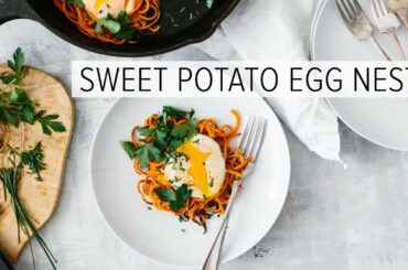 SPIRALIZED SWEET POTATO EGG NESTS | healthy breakfast recipe