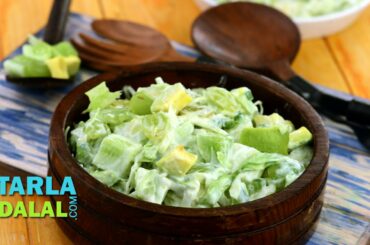 Green Salad with Honey and Curd Dressing (Low Cholesterol & Healthy Heart Recipe) by Tarla Dalal