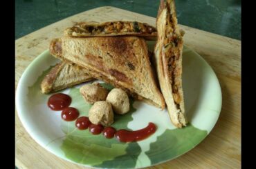 HEALTHY SOY SANDWICH RECIPE/ HOW TO MAKE HEALTHY SANDWICH/ SOYA CHUNK KEEMA RECIPE - Dadi ki Handi