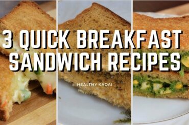 3 Quick Sandwich Recipes in 15 Min | Easy Breakfast Recipes | Protein Rich Veg Easy Breakfast