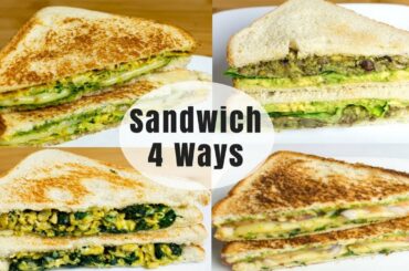 Healthy Breakfast Sandwich 4 Ways | Weight Loss Dinner Sandwich 4 Ways | Sandwich Indian Style