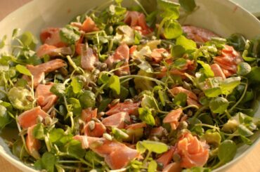 Salmon, avocado, watercress and pumpkin seed salad recipe - Simply Nigella: Episode 5 - BBC Two