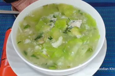 Young Watermelon With Grilled Fish Soup - Easy Cooking healthy Food At Home