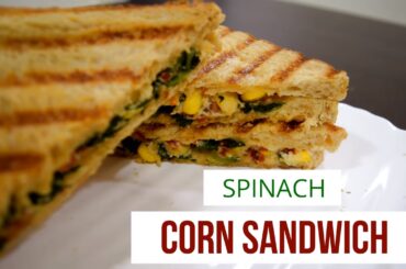Spinach Corn Sandwich Recipe | Kids Lunch Box idea | Healthy Sandwich | Shree's Recipes