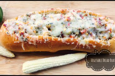 Vegetable Bread Boat | Cheesy Baked Bread Boats | Healthy Snack Recipes by mychefathome