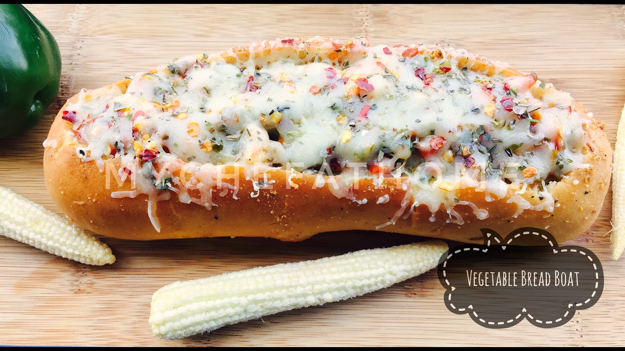 Vegetable Bread Boat | Cheesy Baked Bread Boats | Healthy Snack Recipes by mychefathome Vegetable Bread Boat | Cheesy Baked Bread Boats | Healthy Snack Recipes by mychefathome
