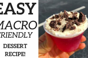 30 SECOND EASY MACRO FRIENDLY LOW CALORIE Protein Jello Cheesecake Dessert Recipe!