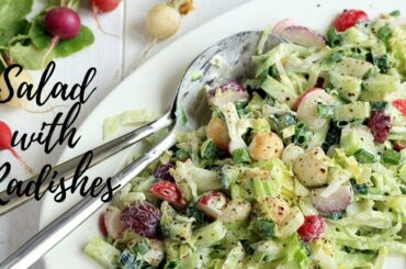 CRUNCHY GREEN SALAD WITH RADISHES RECIPE | HEALTHY SALAD RECIPES | INTHEKITCHENWITHELISA