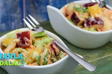 Fruit and Vegetable Salad with Low Calorie Thousand Island Dressing by Tarla Dalal