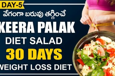 Keera Palak Diet Salad - Healthy Diet Recipes for Weight Loss - Weight Loss Diet Recipes in Telugu