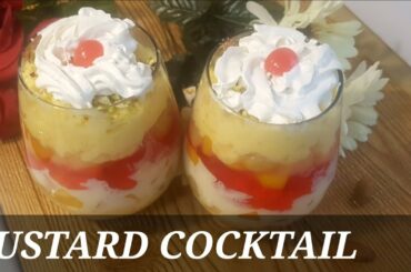 Castard Cocktail Fruit | Simple Custard |Healthy Dessert Recipe by Uroosa's Kitchen