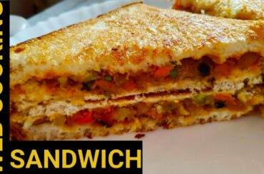 VEG SANDWICH IN HOME WITH ENGLISH SUB/ SIMPLE EVENING SNACK/EASY BREAD SANDWICH/WEB COOKING