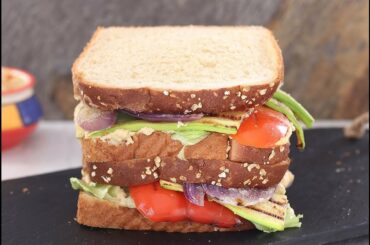 Grilled Veggie Hummus Sandwich | Breakfast recipe for pregnant lady