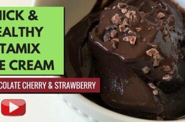 Healthy Chocolate Strawberry & Cherry Ice Cream in the Vitamix | Easy Low Fat Vegan Recipe