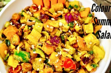 COLOURFUL SUMMER SALAD WITH MANGO DRESSING | Healthy Salad Recipe | Flavourful Food By Priya