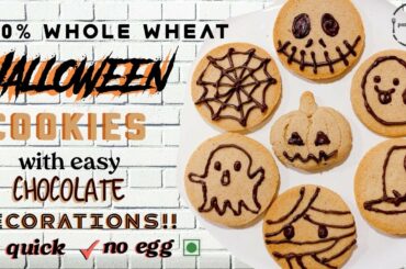 Easy Decoration Cookies | Whole-wheat! | No Moulds/Cutters Needed | Vegetarian | Halloween Themed