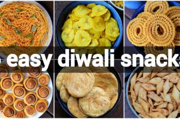 6 easy diwali snacks recipes | quick deepavali snacks recipes | diwali savouries