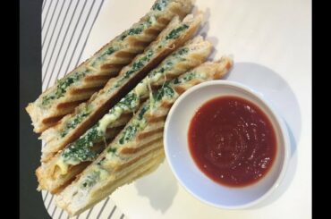 Spinach & ricotta cheese grilled sandwich| Tasty & healthy | Quick & easy recipe