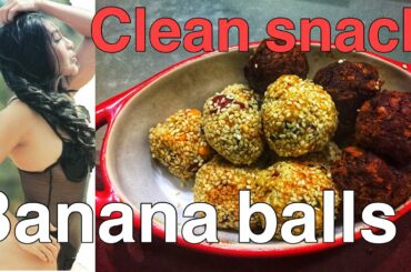 Clean recipes, Banana ball ,clean healthy snack 1 ball 45 calories,choco and sesame favor