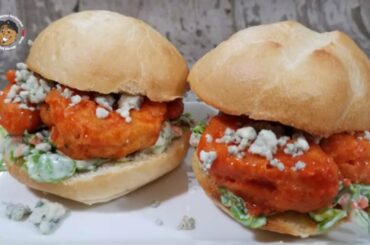 Beer Battered Buffalo Shrimp Sandwich Recipe, we just killed #lunch