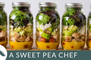 Make-Ahead Mason Jar Salads For The Week + A Killer Clean Honey Mustard Dressing! | A Sweet Pea Chef