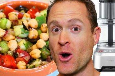 Healthy Vegan Recipes - Oil Free Veggie Chickpea Salad - Breville Sous Chef 16 Peel & Dice