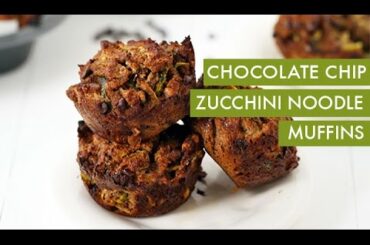 Chocolate Chip Zucchini Noodle Muffins I Healthy + Gluten-Free Spiralizer Recipe
