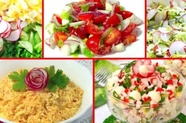 5 Quick Vegetable SALADS ǀ Delicious and Healthy Salads with Radish.