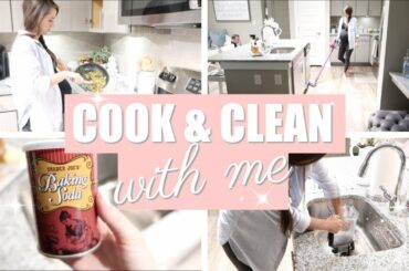 COOK AND CLEAN WITH ME 2018 // EASY DINNER IDEA  // NIGHTLY  CLEANING ROUTINE