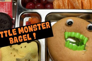 Halloween Monster bagel👾  | Easy and healthy kids lunch bento | Week 7, Lunch 3
