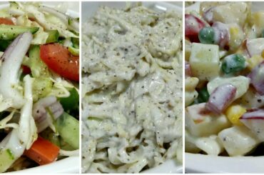 3 Tasty Salads | Russian Salad | Cabbage Salad | Kachumber Salad | Salad Recipe