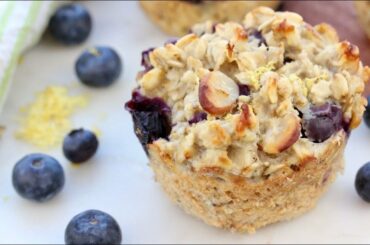 BAKED BLUEBERRY LEMON OATMEAL MUFFIN CUPS | easy healthy breakfast idea