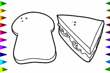 Sandwich and Bread Coloring Pages | Learn Colors for Kids with healthy sandwich Coloring Book