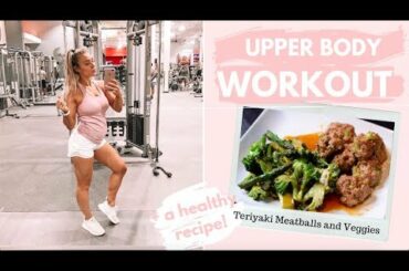 Full Upper Body Workout + A Healthy Dinner Recipe  ||  22 Weeks Pregnant