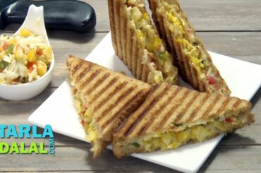 Cheesy Corn Grilled Sandwich by Tarla Dalal