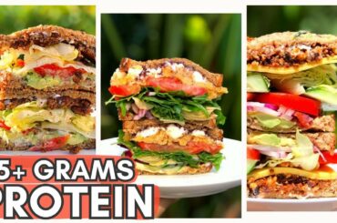 3 Vegan Sandwich Ideas | HIGH PROTEIN | BLT + Avocado, Meat and Cheese, Greek Salad