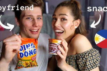 MAKING MY BOYFRIEND TRY FILIPINO SNACKS