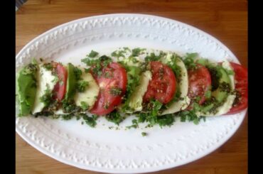 AVOCADO  AND MOZZARELLA PESTO  SAUCE SALAD RECIPE, GREEN , HEALTHY SALAD , صلات پنیر و ترکاری ها