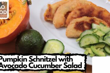 Pumpkin Schnitzel with Avocado Cucumber Salad is delicious and healthy