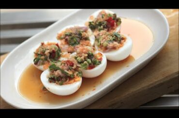 Spicy Thai Egg Salad Recipe ยำไข่ต้ม - Hot Thai Kitchen!