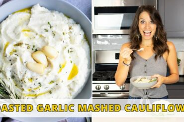 Roasted Garlic Mashed Cauliflower | Keto, Low-Carb, Vegan