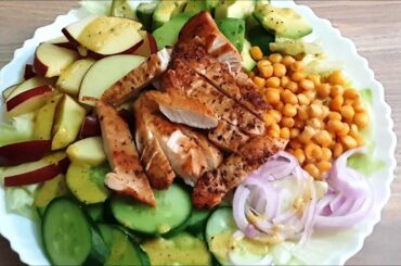 tasty chicken and apple salad recipe with english subtitle.